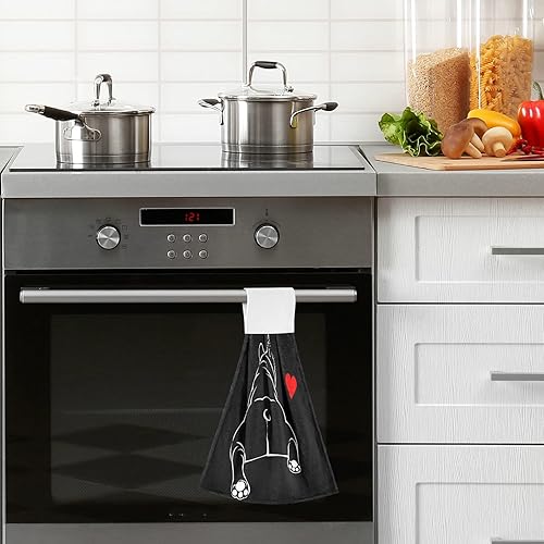 Miniatura 6 de ALAZA Paquete de 2 toallas de mano con diseño de bulldog y cachorro francés, absorbentes y suaves para cocina, baño, 14 x 18.2 pulgadas