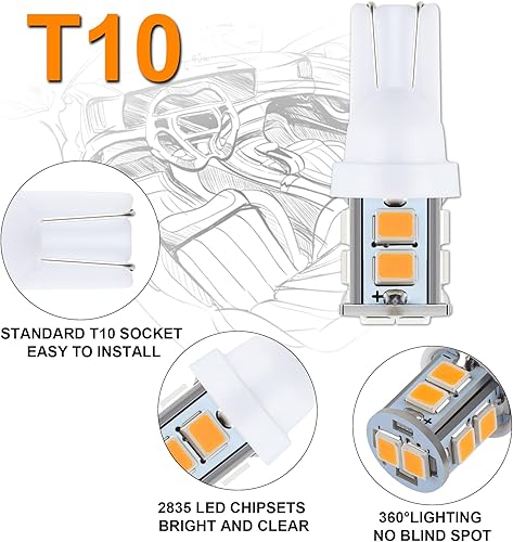 Miniatura 6 de Juego de 24 bombillas LED para interior de automóvil, 194 T10 DE3175 578, 1.220 in, 1.654 in, luces de repuesto interiores para mapa, placa de