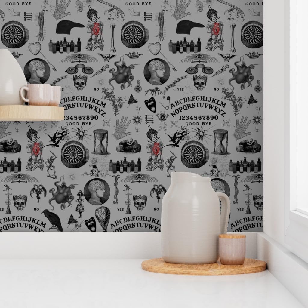 Spoonflower Peel & Stick Wallpaper 3ft x 2ft - Board Fortune Occult Halloween Steampunk Anatomy Medical Custom Removable Wallpaper