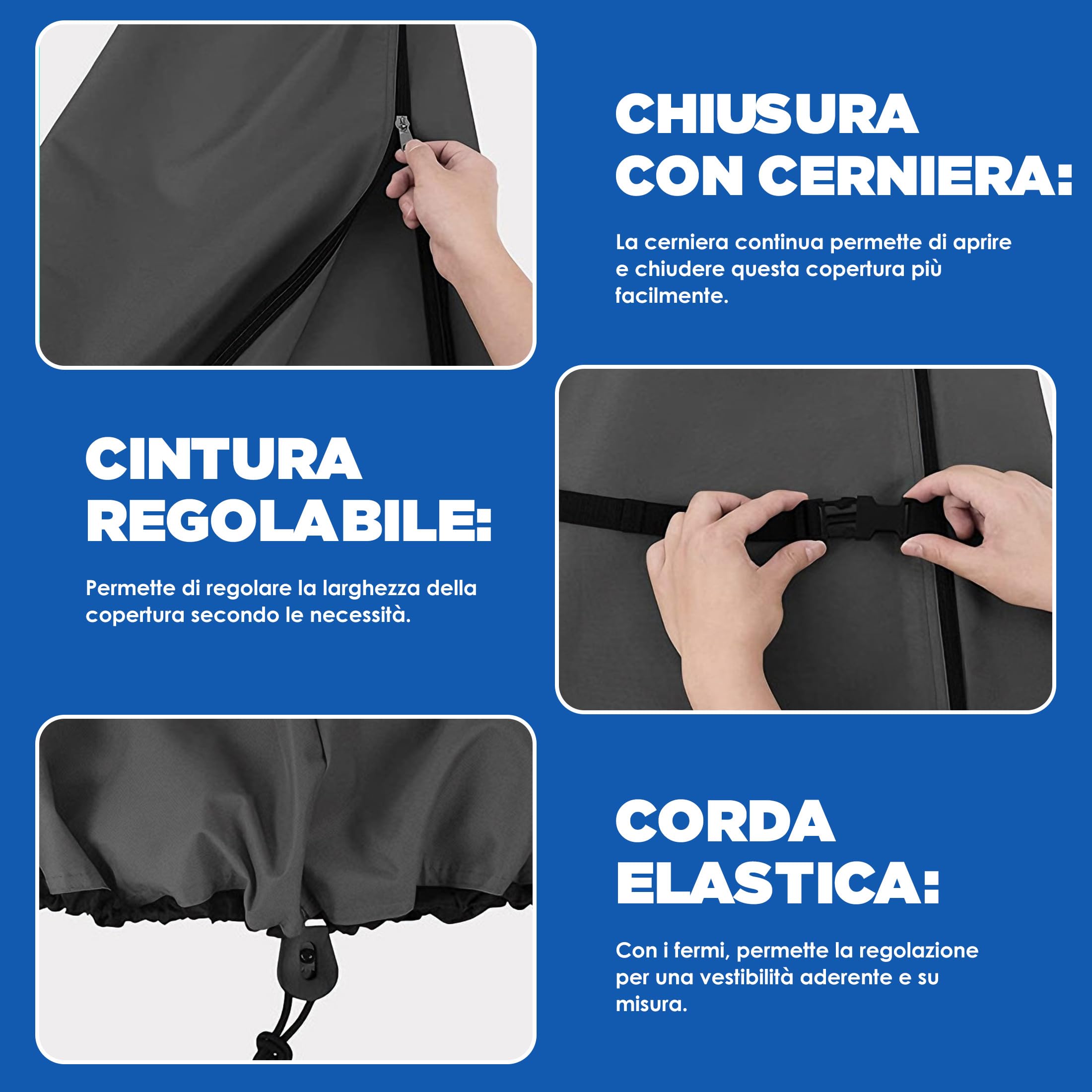Copri per Ombrellone da Esterno – Copertura Ombrellone da Giardino Impermeabile in Tessuto 420D, Telo Copriombrellone Universale per Ombrelloni da 2m a 4m, Dimensioni Multiple: 265X40/70/50cm