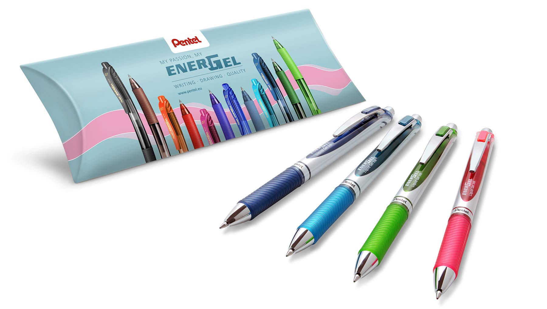 Pentel BL77 Energel XM Gel Roller 0.7 mm (Pink, Dark Blue, Turquoise, Light Green)