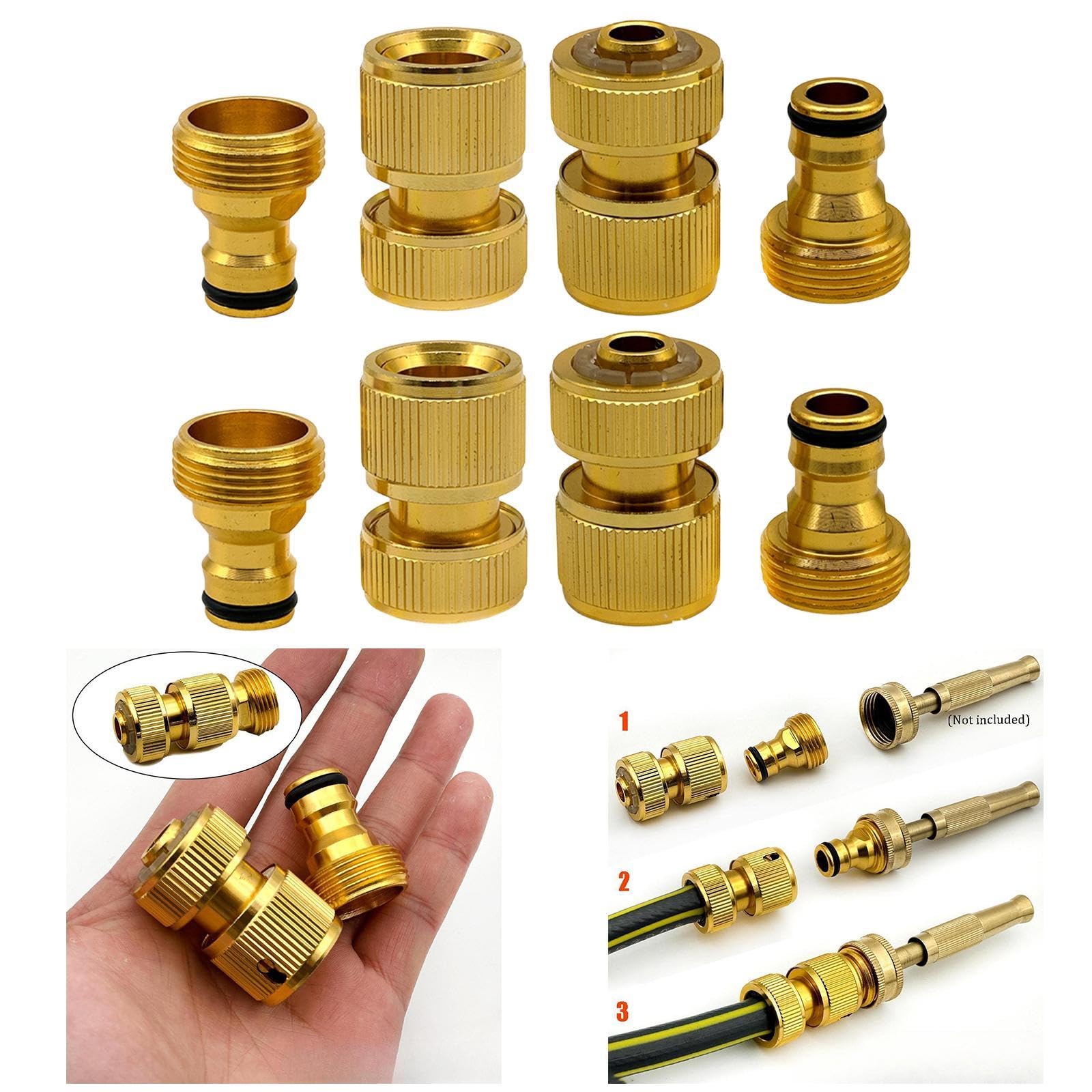 Attacchi Rapidi per Tubi da Giardino, Connettori per Tubi, Accessori, Facili da Installare, Premium, Multifunzionali, Ottone