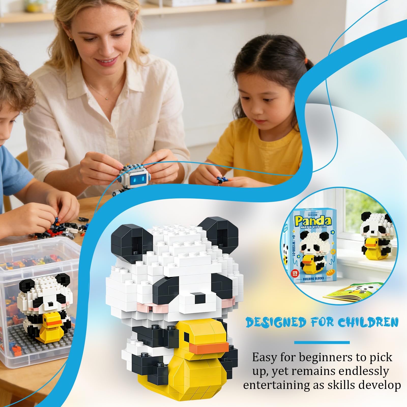 Gigantyczna cegła konstrukcyjna pandy, czerwona panda, mini figurka z cegły, gra konstrukcyjna czerwona panda, klocki konstrukcyjne Niedźwiedź für Jungen und Mädchen (fotel bujany)