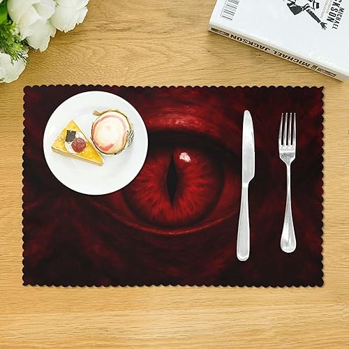 Miniatura 3 de Juego de 4 manteles individuales rectangulares, resistentes al calor, estampado de ojos escarlata, para cocina, comedor