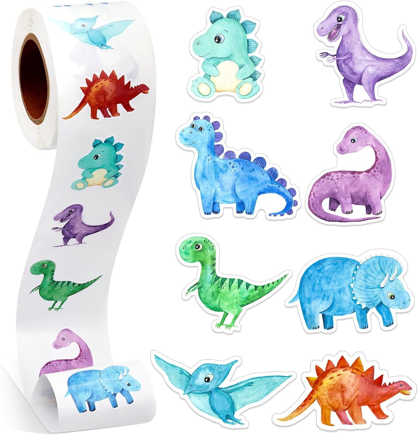 Pegatinas de Dinosaurios, 500pcs Rollo De Pegatinas De Dinosaurio, Dinosaurio Pegatina Redonda, Dinosaurio Pegatinas de Recompensa, Pegatinas de Animales Dinosaurios, Dino Stickers