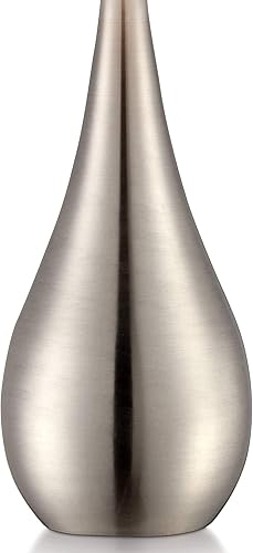 Miniatura 5 de 360 Lighting Evans - Juego de 2 lámparas de mesa modernas de 21 pulgadas de alto, níquel cepillado, lágrima, de metal plateado, pantalla cilíndrica