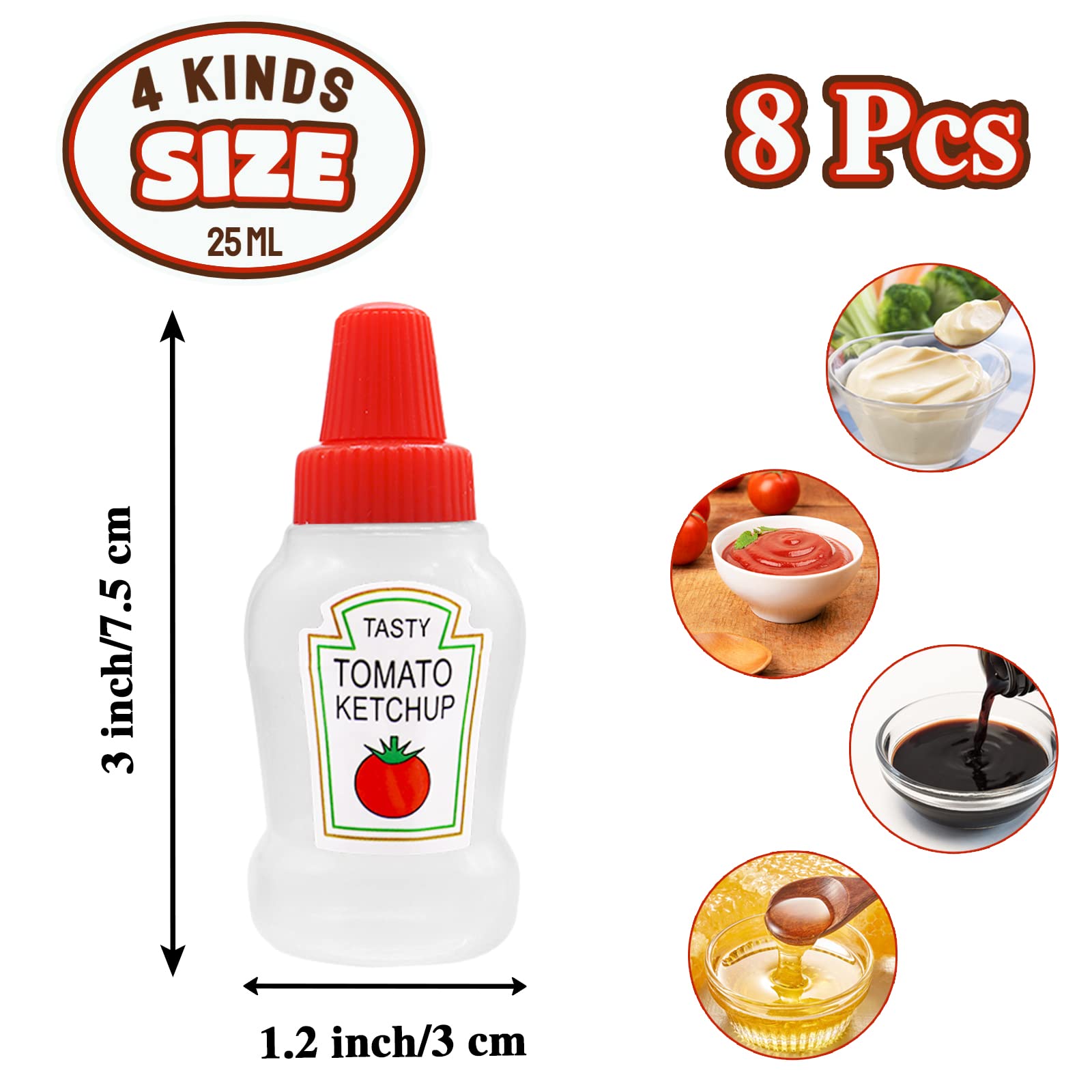 8 Mini Bouteilles Compressibles 30 Ml - Transparentes, Anti-fuites, Pour Sauces Et Condiments