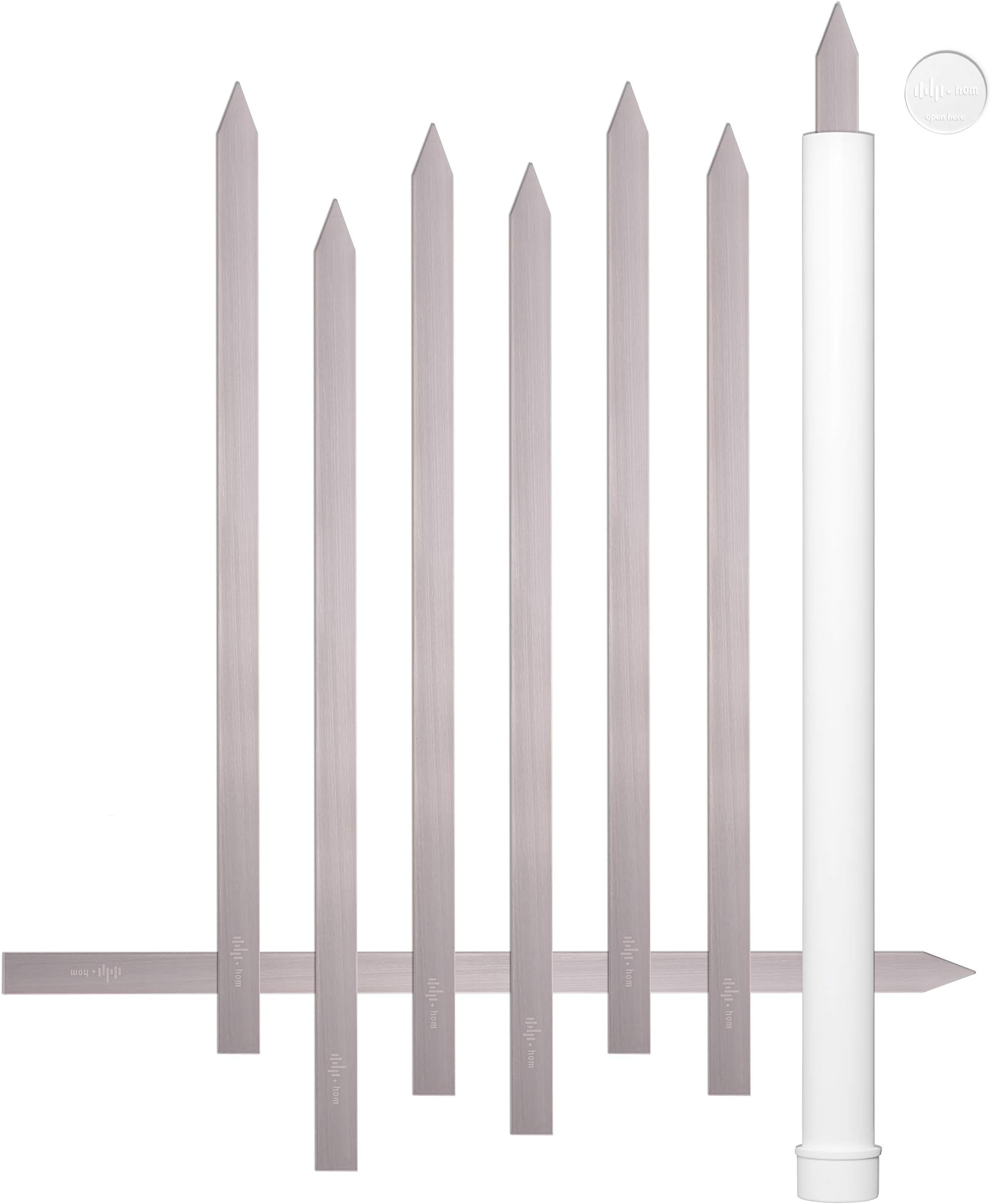 + HOM 8 Kebab 1" Wide Flat Skewers, Stainless Steel, No-Wood Handle, Koobideh Persian Kabob, Carrying Case