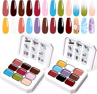 Gradient Painting Gel Set, 18 Pink Black&White Ombre Gel Nail Polish Pigment Pat Nail Long-lasting Silky Texture Highly Saturated French Manicure Soak of UV/Led Home Salon DIY Art M&K