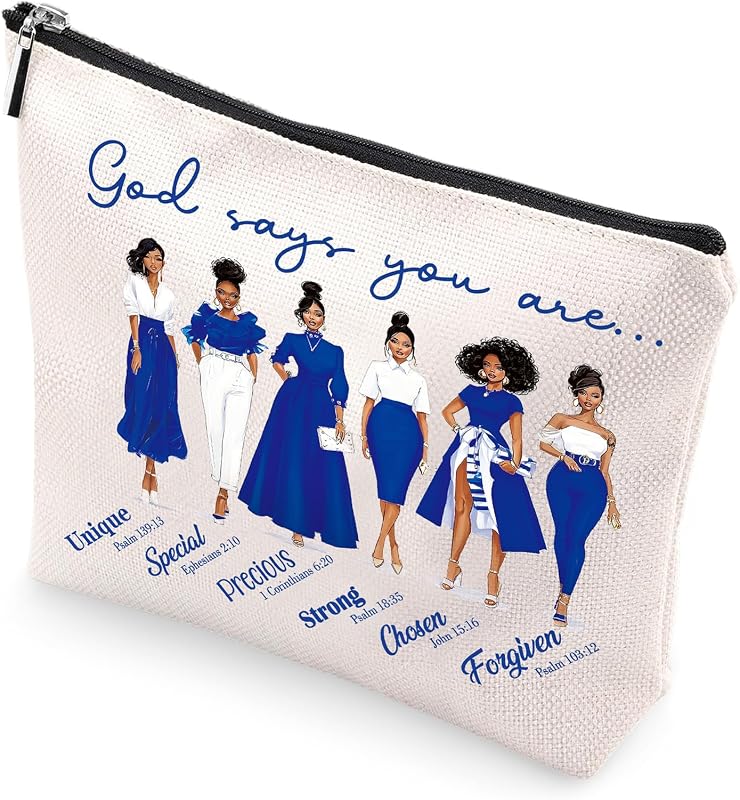 Necessaire de maquiagem VeloKomo azul em linho com zíper