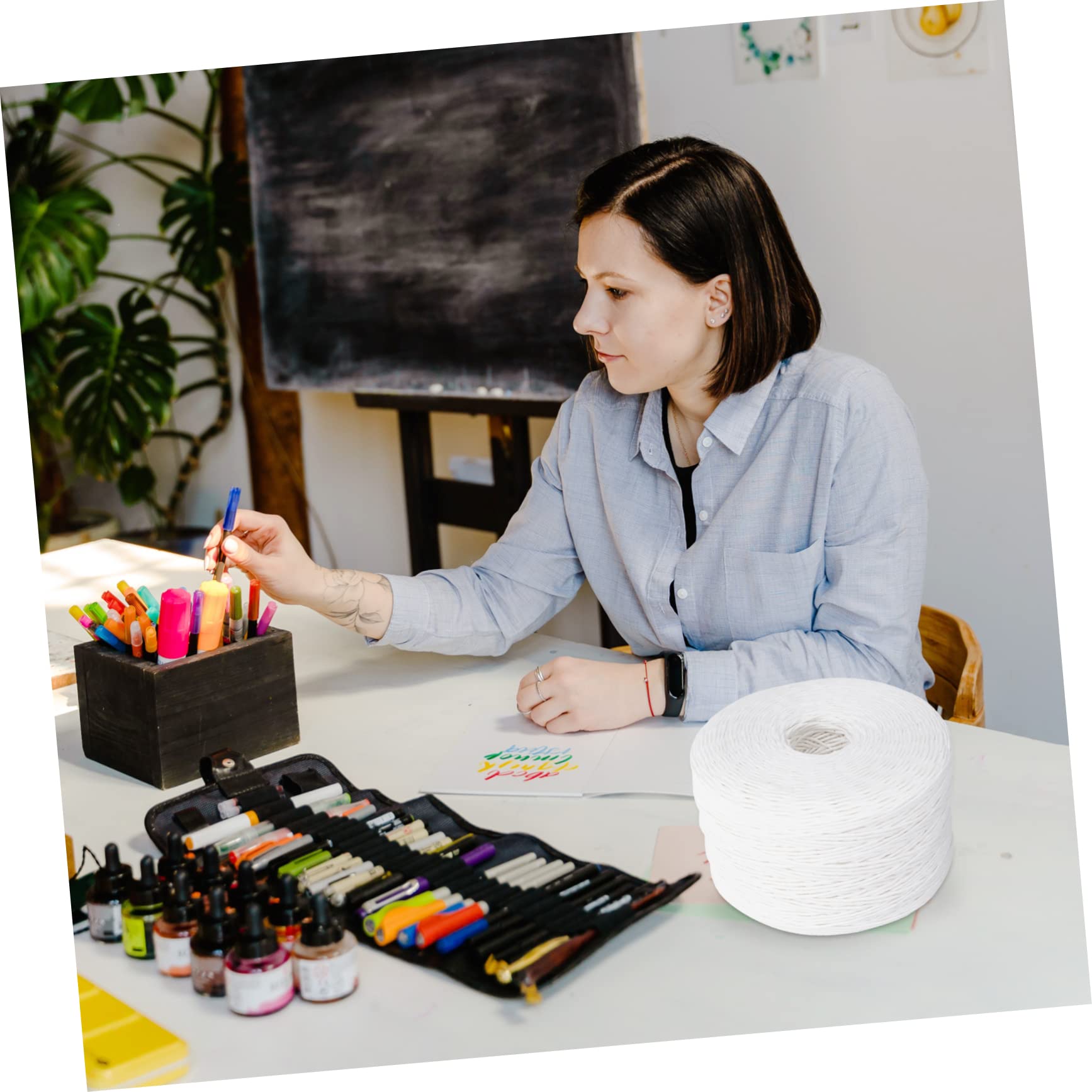Yardwe Lampenschirmmaterial und Frei Zuschneidbar Selbstgemacht Kraftpapier Papierkordel Weiß Multifunktionales Elegantes Bastelzubehör für Dekoration Lampenschirmherstellung