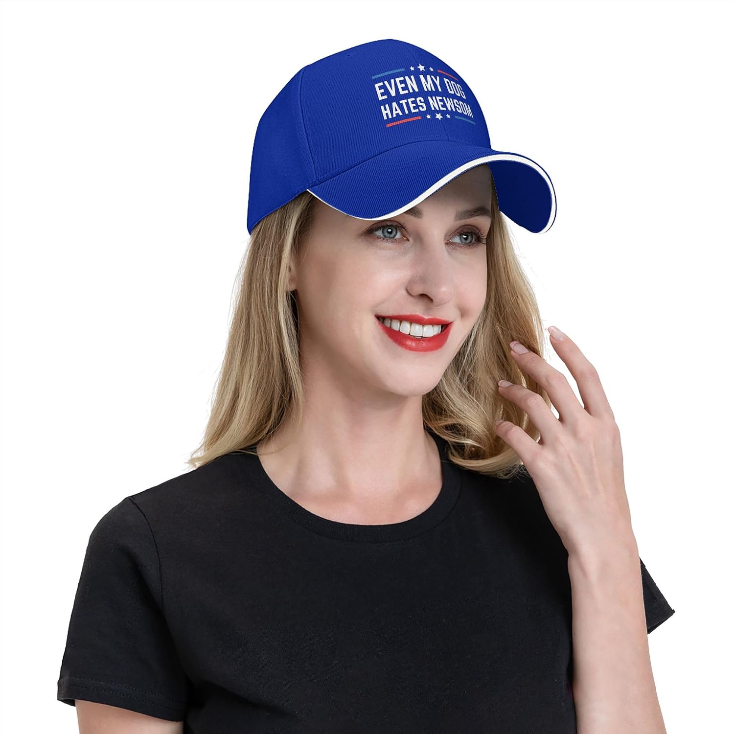 Even My Dog Hates Gavin Newsom Hat Anti Gavin Newsom Sucks Golf Hats for Mens Women Dad Caps Blue