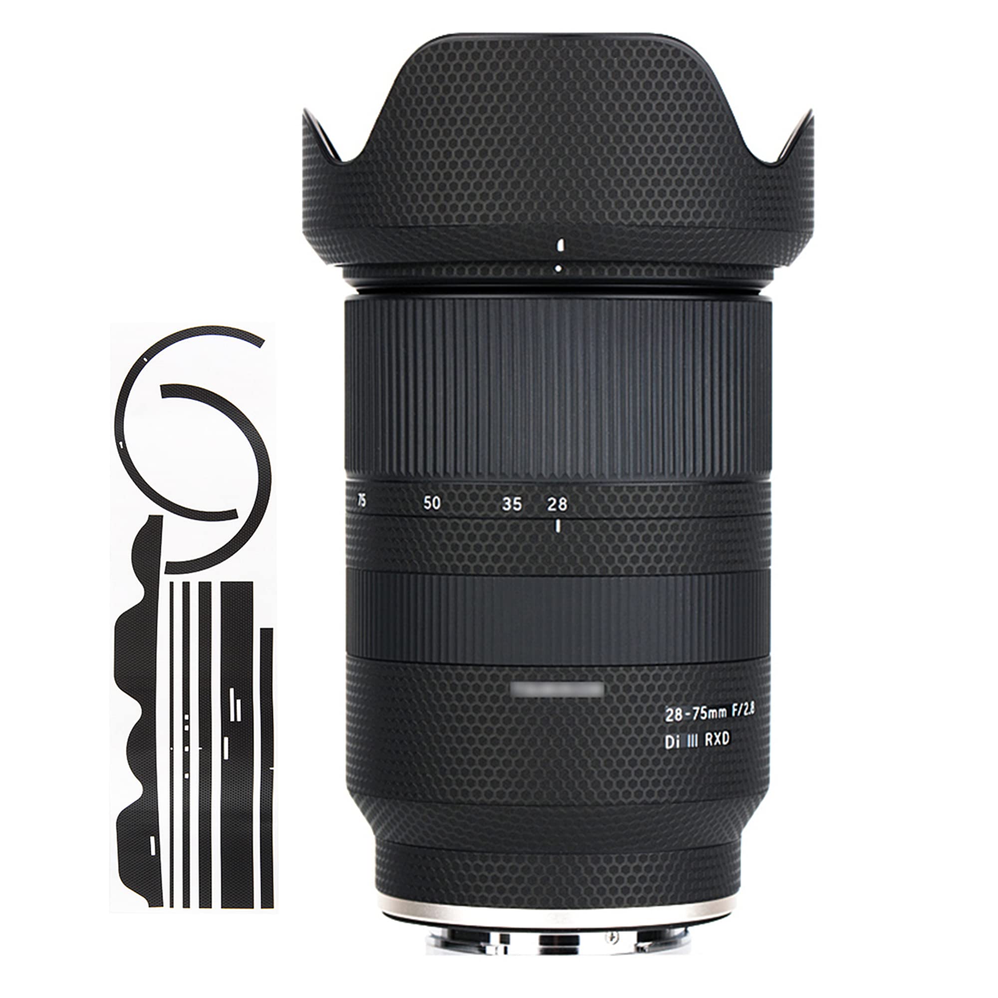 Kiorafoto Anti-Scratch Anti-Wear Lens and Lens Hood Cover Skin Sticker Protector Film for Tamron 28-75mm F2.8 Di III RXD (Model: A036, FE Mount) Lens Skin Guard Shield - Matrix Black