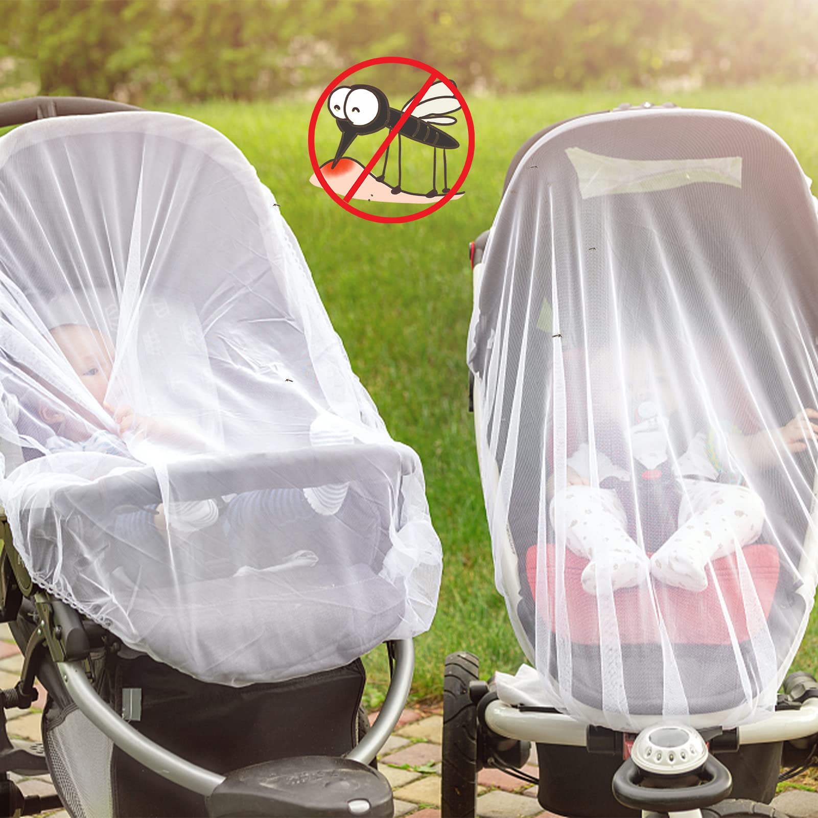 2 mosquiteros universales de malla fina para cochecitos, cunas y camas de viaje, adecuadas para cochecitos de bebé, cochecitos de bebé, cochecitos de bebé (blanco)