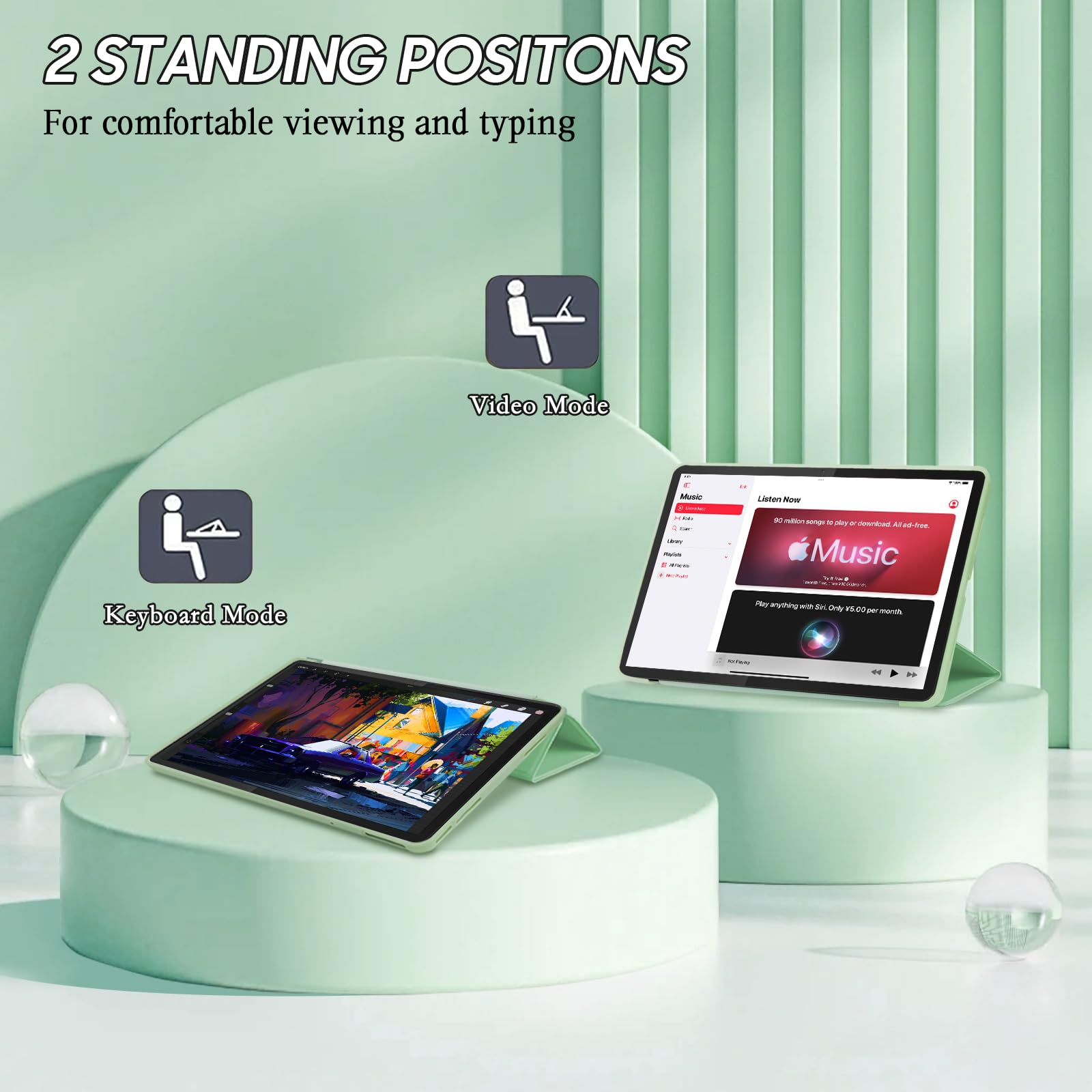 Custodia per tablet per Lenovo Tab M11 11 pollici 2024 (TB330FU/TB330XU) Smart Cover posteriore trasparente, supporto a tre ante in pelle PU, funzione sleep/wake automatica, custodia protettiva