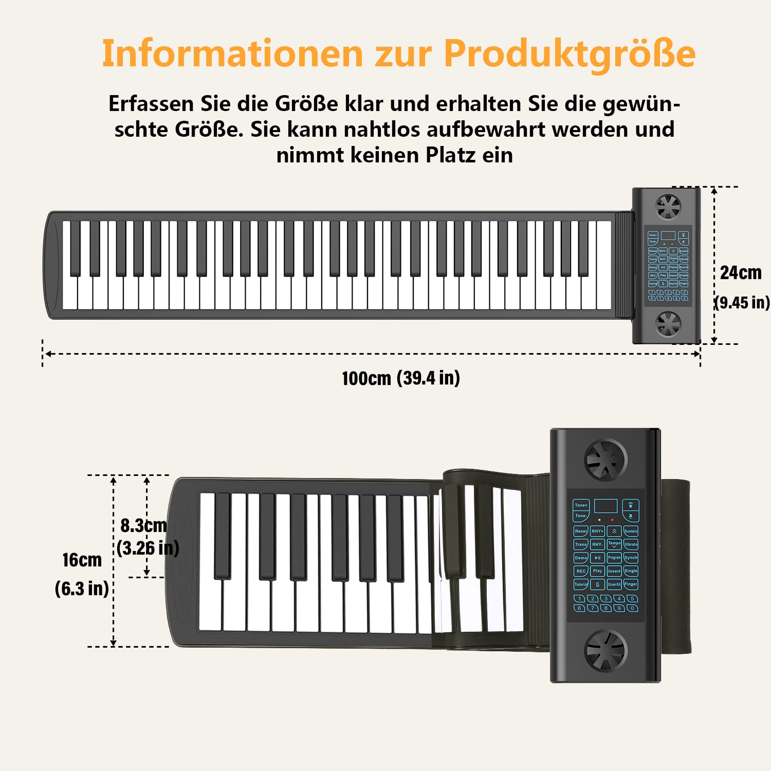 OYAYO Rollpiano 88 Tasten Roll Up Piano Keyboard Unterstützt MIDI mit