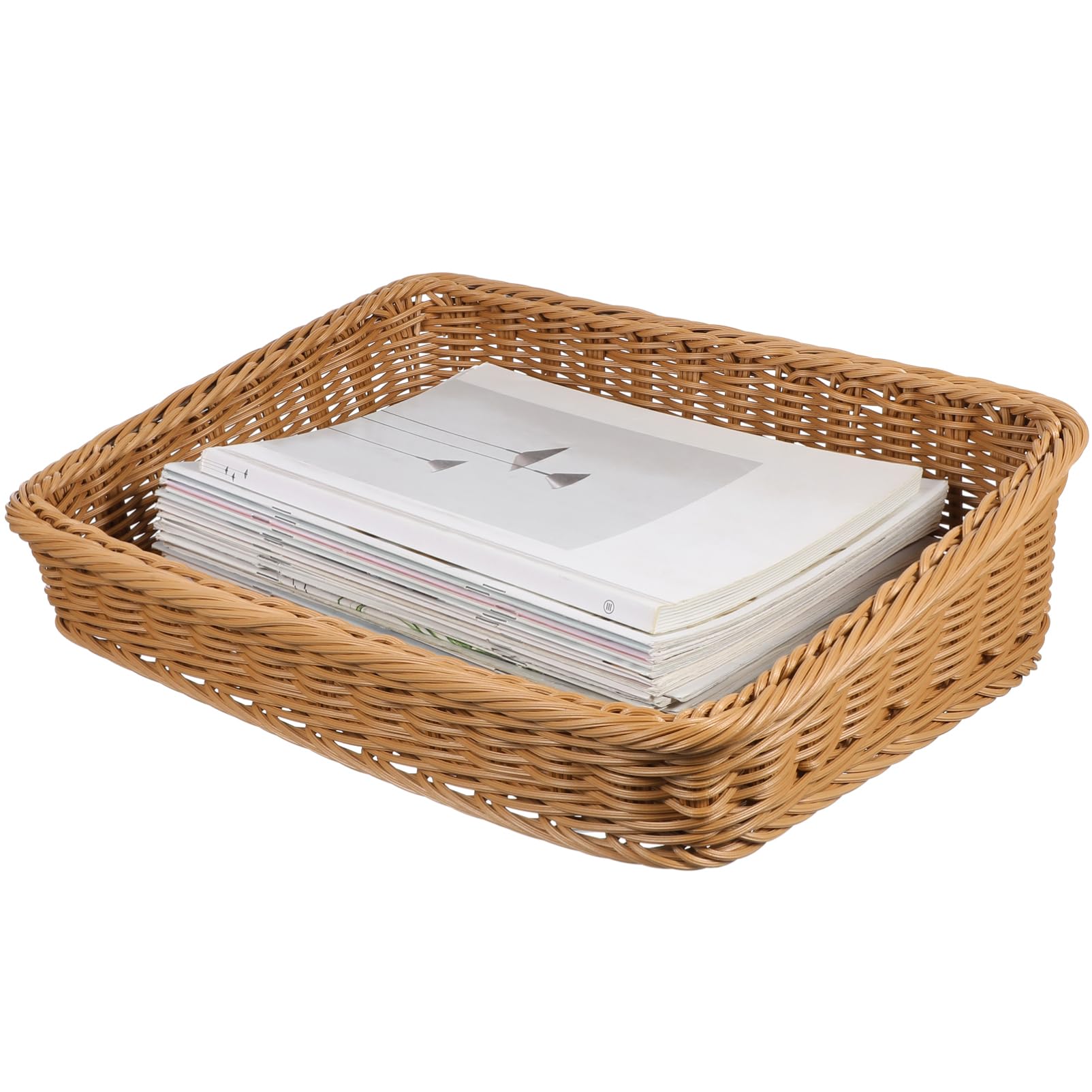 HEALEEP 1Pc Light Woven Storage Basket Hand Woven Fruit and Bread Basket Simple Design for Home Organization for Outdoor Picnics Weddings and Events Capacity