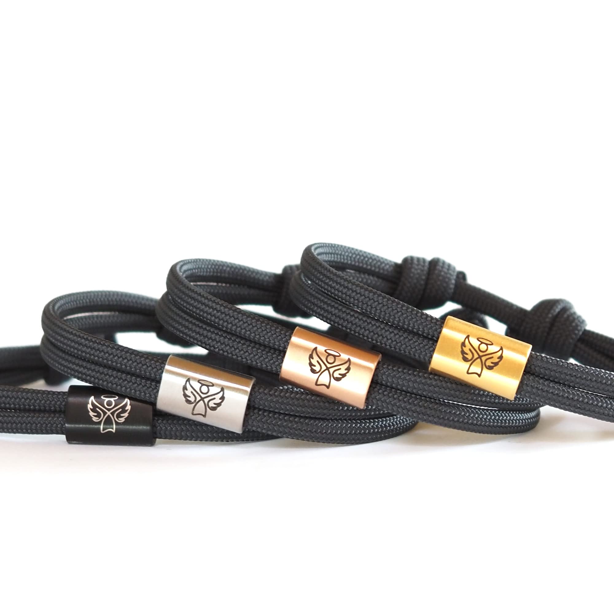 myGreta Schutzengel Freundschaftsarmband mit Gravur, Glücksbringer Armband, Unisex, Surfer Armband, Liebe, Frieden, Edelstahl