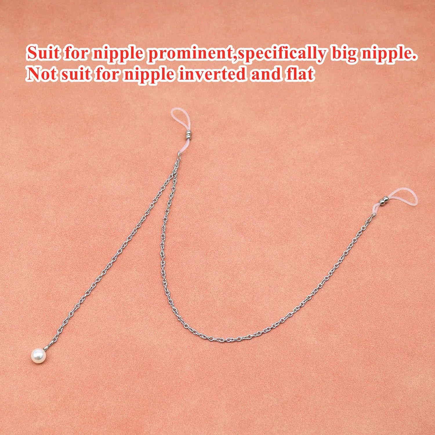 Non Piercing Nipple Noose with Chain Adjustable Silicone Band Women Faux Body Piercing Jewelry