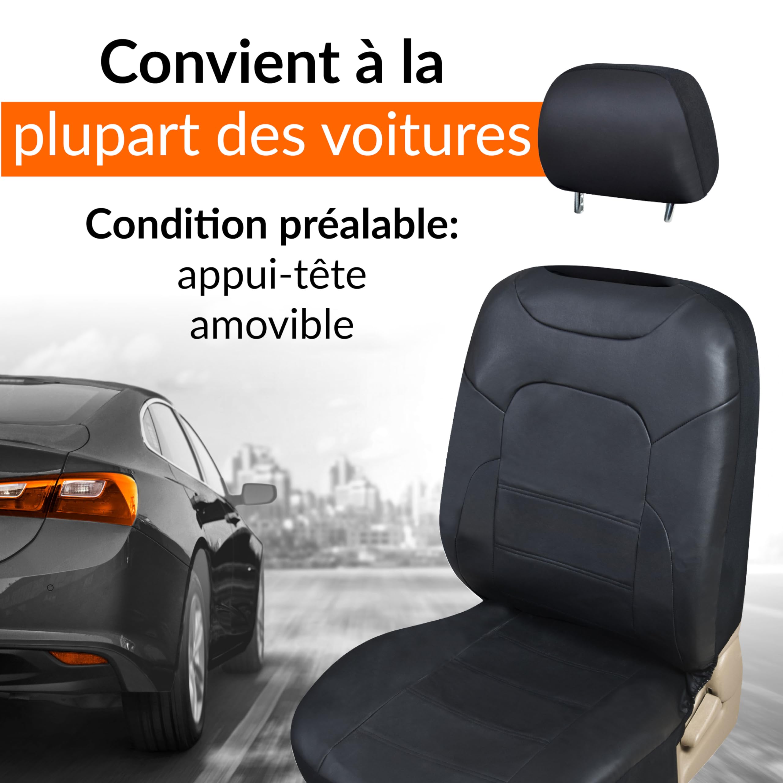 upgrade4cars Housses de Siège de Voiture Avant Simili-Cuir Universelle | Simili cuir facile à nettoyer | plupart des voitures | Été & Hiver