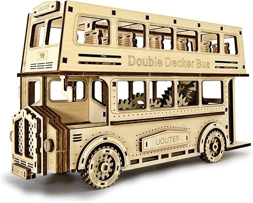 UGUTER - Rompecabezas de madera 3D de Londres, modelo mecánico impulsado por equipo de resorte de Londres, kit de manualidades de bricolaje, juguete