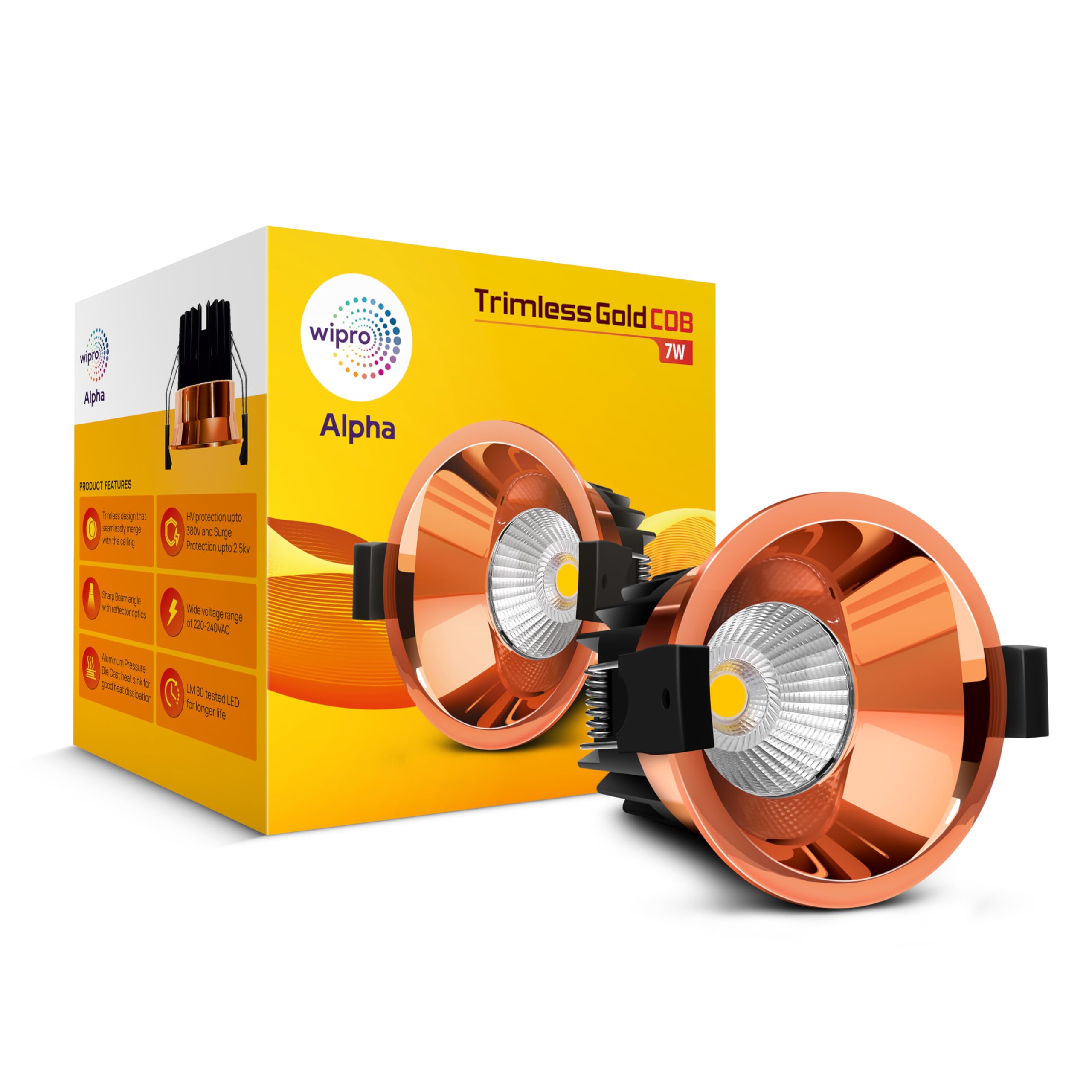 Wipro 7 Watt Alpha Trimless Gold COB | Warm White (2700K) | Aluminium PDC Heat Sink | Sharp Beam Angle with Reflector for Home, Office and Store Cabinet Display | Pack of 1-picture-21