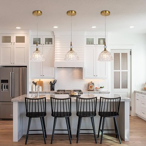 Miniatura 2 de Moderna lámpara colgante de cristal de bronce de 7.68 pulgadas con bola de cristal transparente K9 de altura ajustable, mini luces colgantes vintage