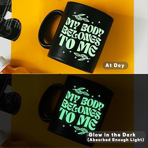 Miniatura 2 de AHIJOY Vinilo adhesivo permanente que brilla en la oscuridad de 12 pulgadas x 5 pies, vinilo adhesivo luminoso Tiffany a verde neón para tazas de