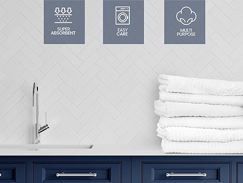 Miniatura 5 de ZUPERIA Paquete de 16 trapeadores de barra prémium (12 x 12), toallas de limpieza 100% algodón hechas con diseño acanalado para una limpieza rápida