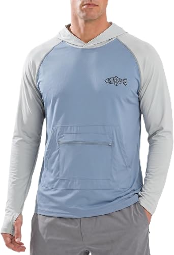 Riverruns Mens Ice-Cool Silky Sun Protection Hoodie UPF 50+ Fishing Shirts, Long Sleeve Quick Dry UV Rash Guard