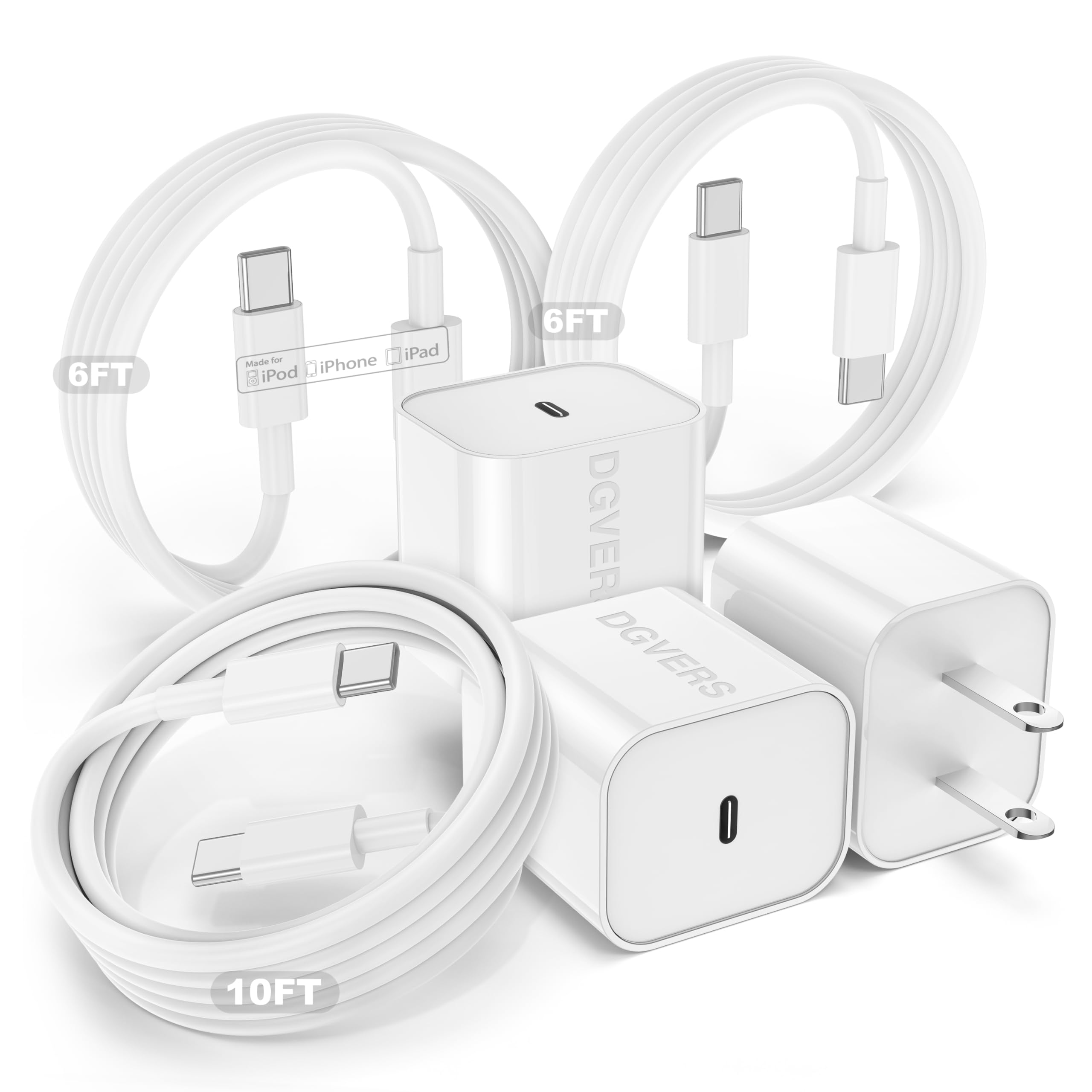 Caricabatterie rapido per iPhone 15, ricarica rapida, confezione da 3, 6 + 6 + 3 m, certificato MFi, cavo USBC a USBC e blocco di ricarica tipo C da 20 W per iPhone 15/15 Pro Max/15 Pro/15