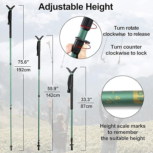 Miniatura 5 de HUNTPAL Shooting Stick Hunting Monopod Gun Rifle Shooting Rest with 360 Swivel Yoke, Matt Aluminum 33"-75" Trekking Hiking Pole Walking Stick Stand
