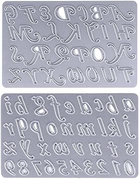 A-Z Alphabets Numbers Scrapbooking Cutting Dies for Card Making, Chris.W Set of 2 Metal Stencils for Photo Album Decorative DIY Paper Gift - Upper/Lower Case Letters/Numbers