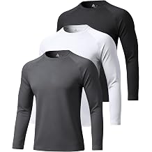 3 Pack Long Sleeve Shirts for Men UPF 50+ UV Sun Protection Shirts Moisture Wicking Rash Guard Workout Gym Swim