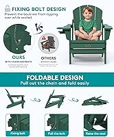 Vista 69 de SERWALL - Silla plegable Adirondack para patio, jardín, exterior, resistente a la intemperie, sillas para hoguera, color naranja