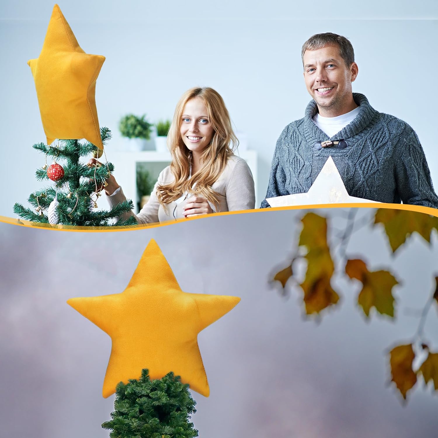 Soulchen 12 Inch Christmas Star Tree Topper Large Star Plush Stuffed Christmas Tree Decor Xmas Trees Ornaments for Xmas Home Decor Winter Holiday - Image 6