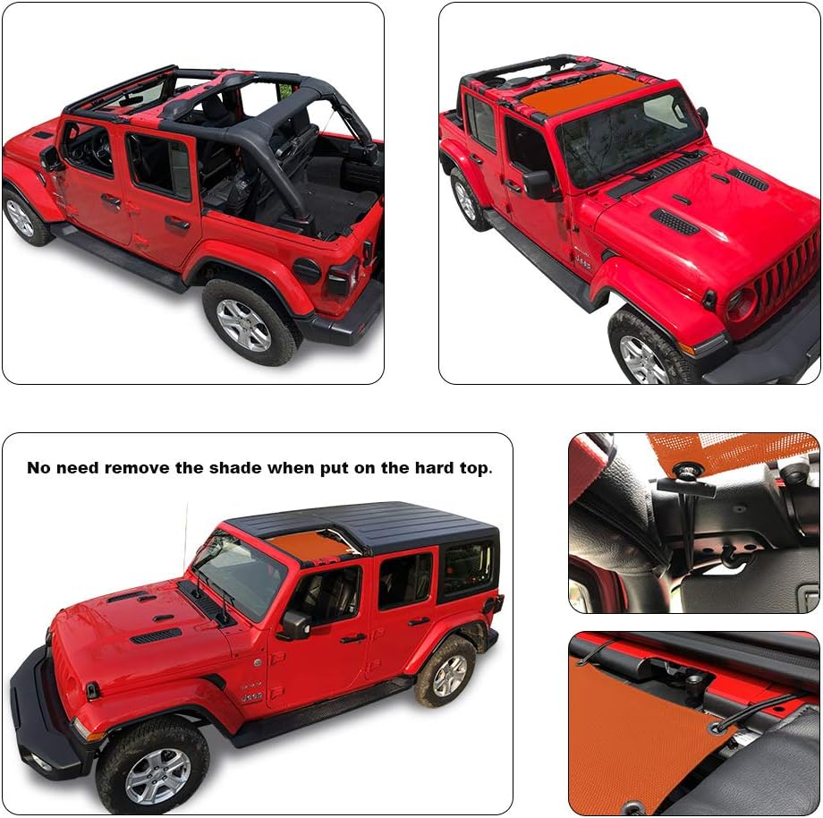 Jeep Wrangler Sun Shade Top for JL 2dr/4dr (2018-2023) Mesh Sunshade Roof image 3