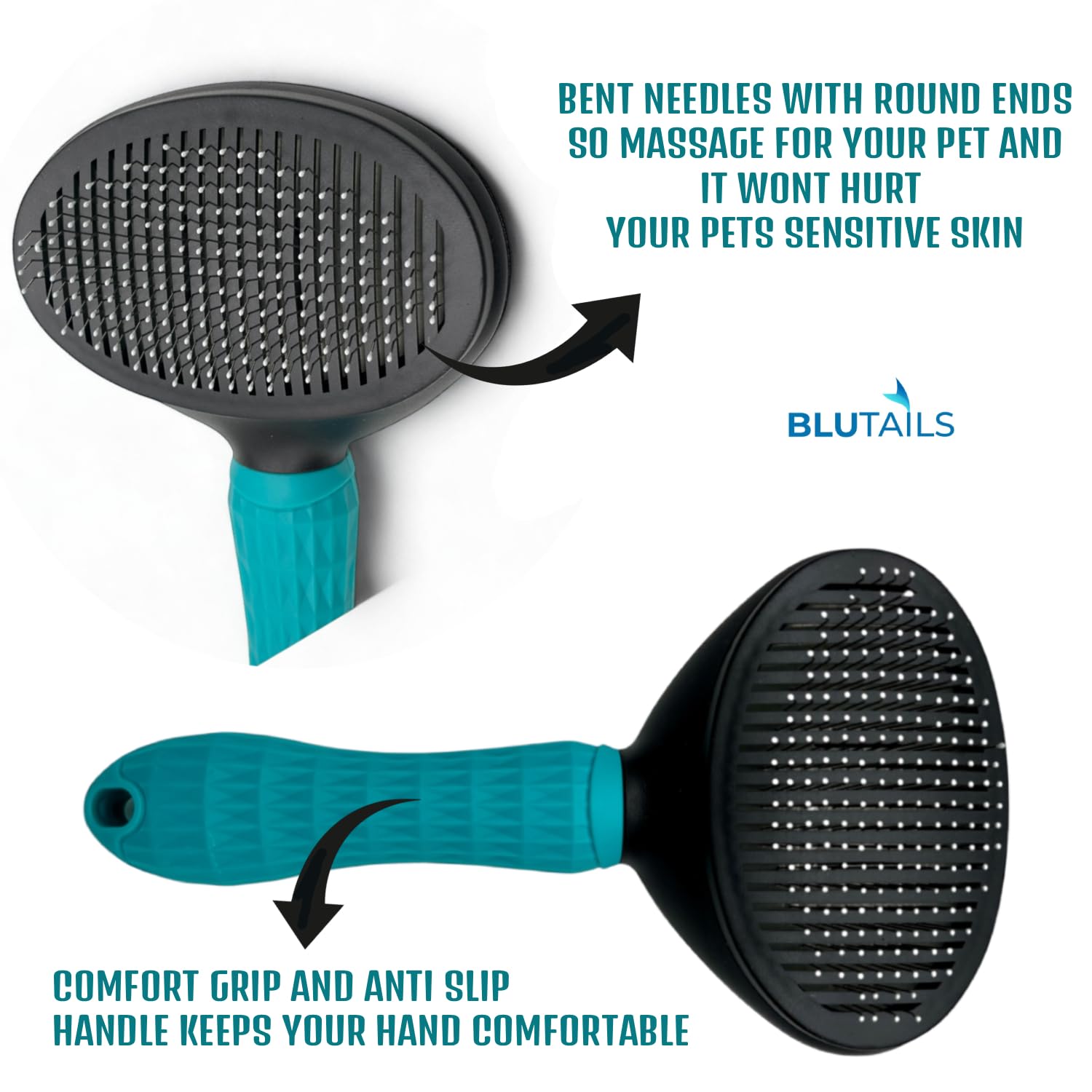 Blutails Cepillo de aseo para perros – Cepillo para gatos y peine para perros para desprendimiento, despelo y eliminación de pelo de mascotas – Cepillo suave y eficaz para perros y gatos