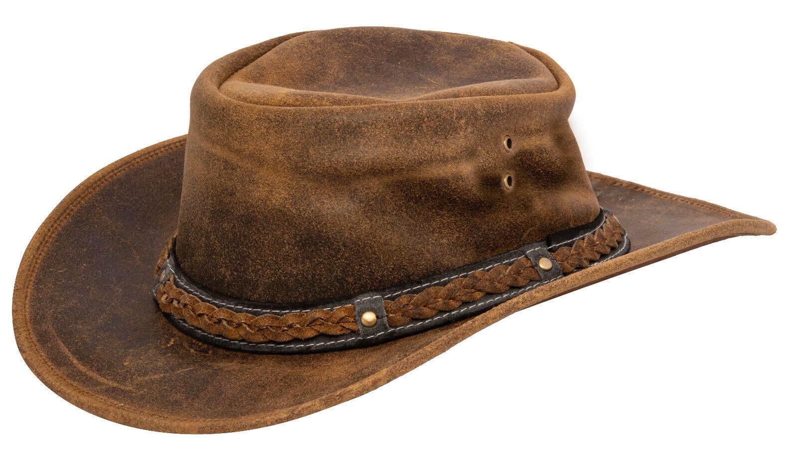 Infinity LeatherCowboy Aussie Real Leather Australian Western Outback Bush Hat