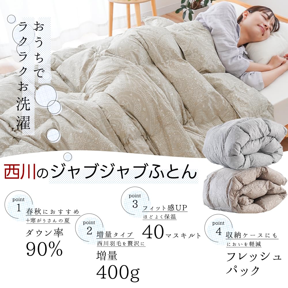 Amazon｜西川 羽毛 肌掛け布団 シングル 【丸洗いできる西川ダウン 