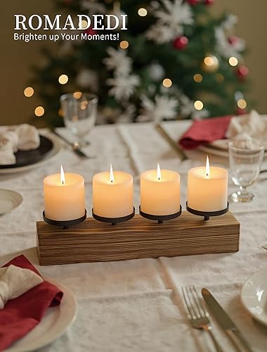 Miniatura 8 de Romadedi Portavelas de granja para centro de mesa, portavelas de madera de pino rústico para pilar, comedor, centros de mesa, chimenea, mantel de