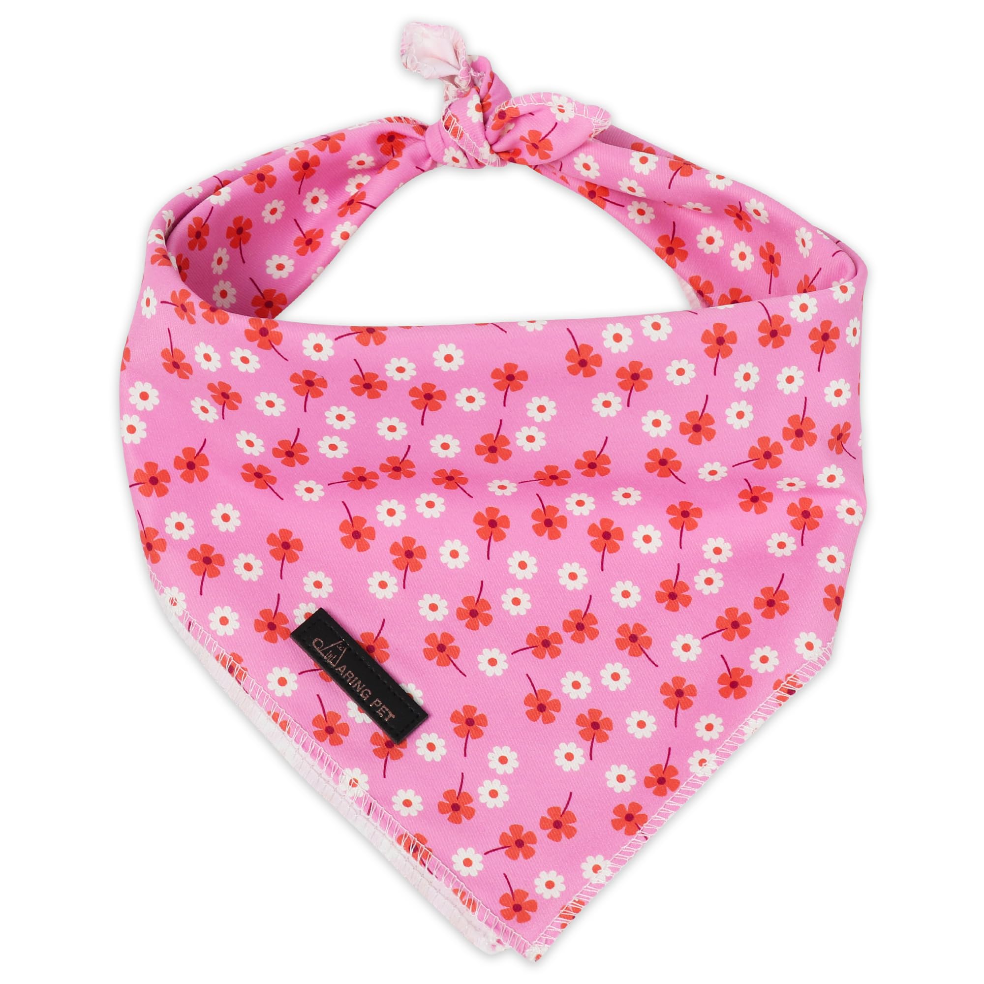 ARING PET Girl Dog Bandanas, Cute Summer Pink Daisy Floral Pet Bandana Scarf Triangle Bib for Small Medium Large Female Dogs Cats, Puppy Kerchief for Daily Wear Walks Party Photos-S