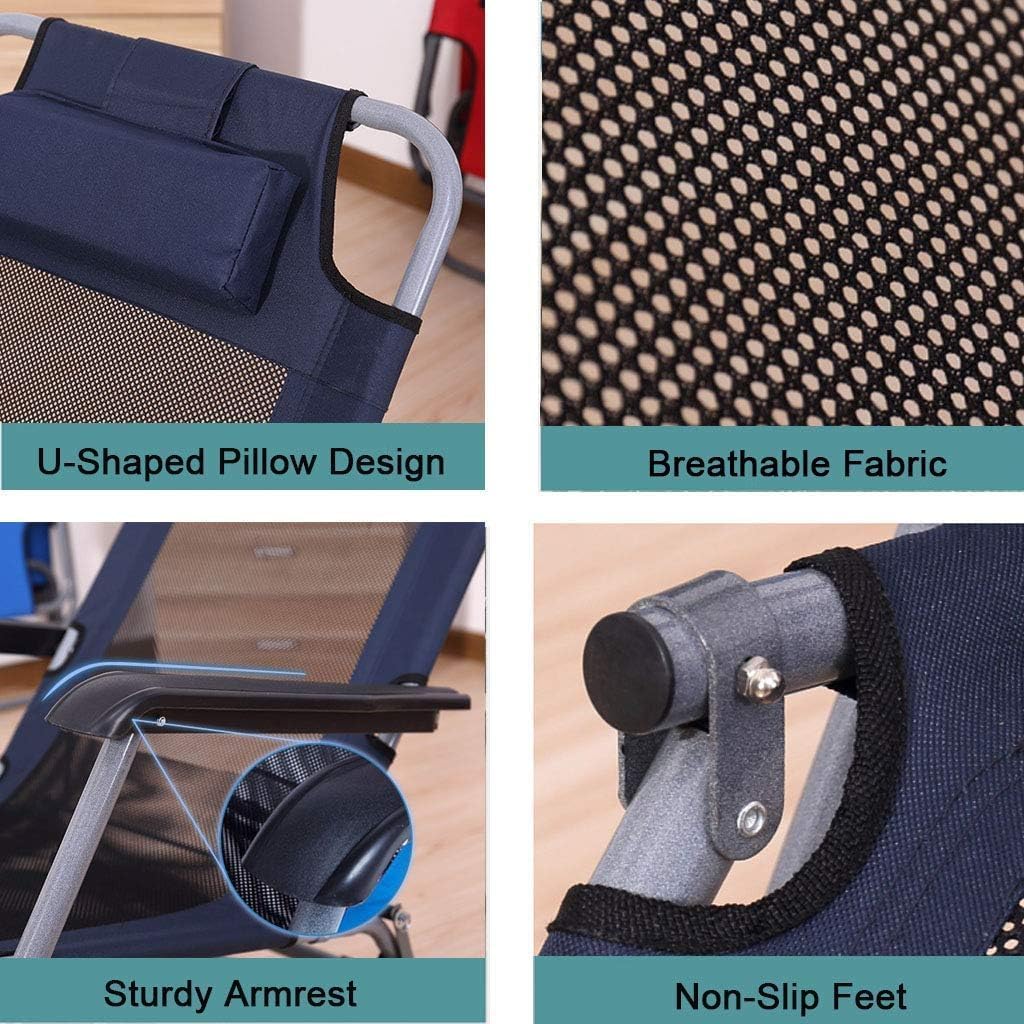 Breathable Reclining Sun Loungers with Headrest, Folding Lunch Break Chair for Office Patio, Garden Lounge Chair