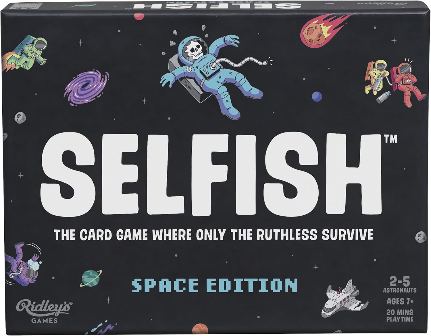Ridley’s Games: Selfish- Space Edition Card Game | Easy to Play Party Game for Groups | Ideal for 2-5 Players, Ages 7+ | Makes a Great Gift Idea | Don’t Run Out of Oxygen – Only The Ruthless Survive!