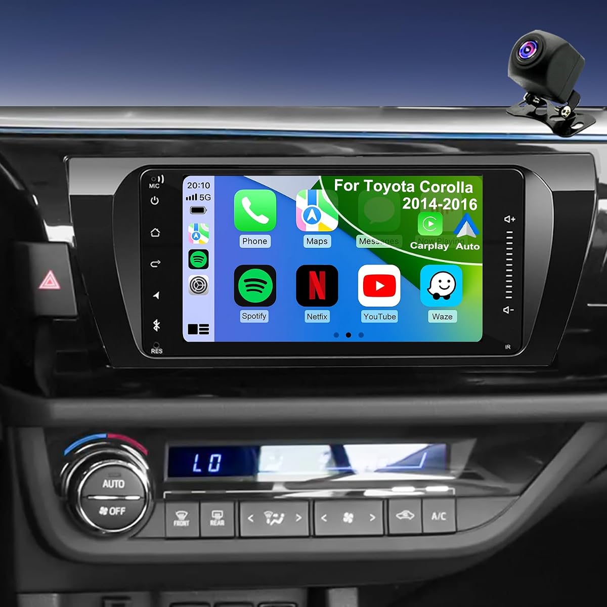 64G Upgrade Android Radio for Toyota Corolla 2014 2015 2016, Head Unit Corolla Accessories, 7"Touch Screen Car Stereo Receivers Wireless Carplay Android Auto 5GWiFi GPS Navigation Bluetooth FM Camera