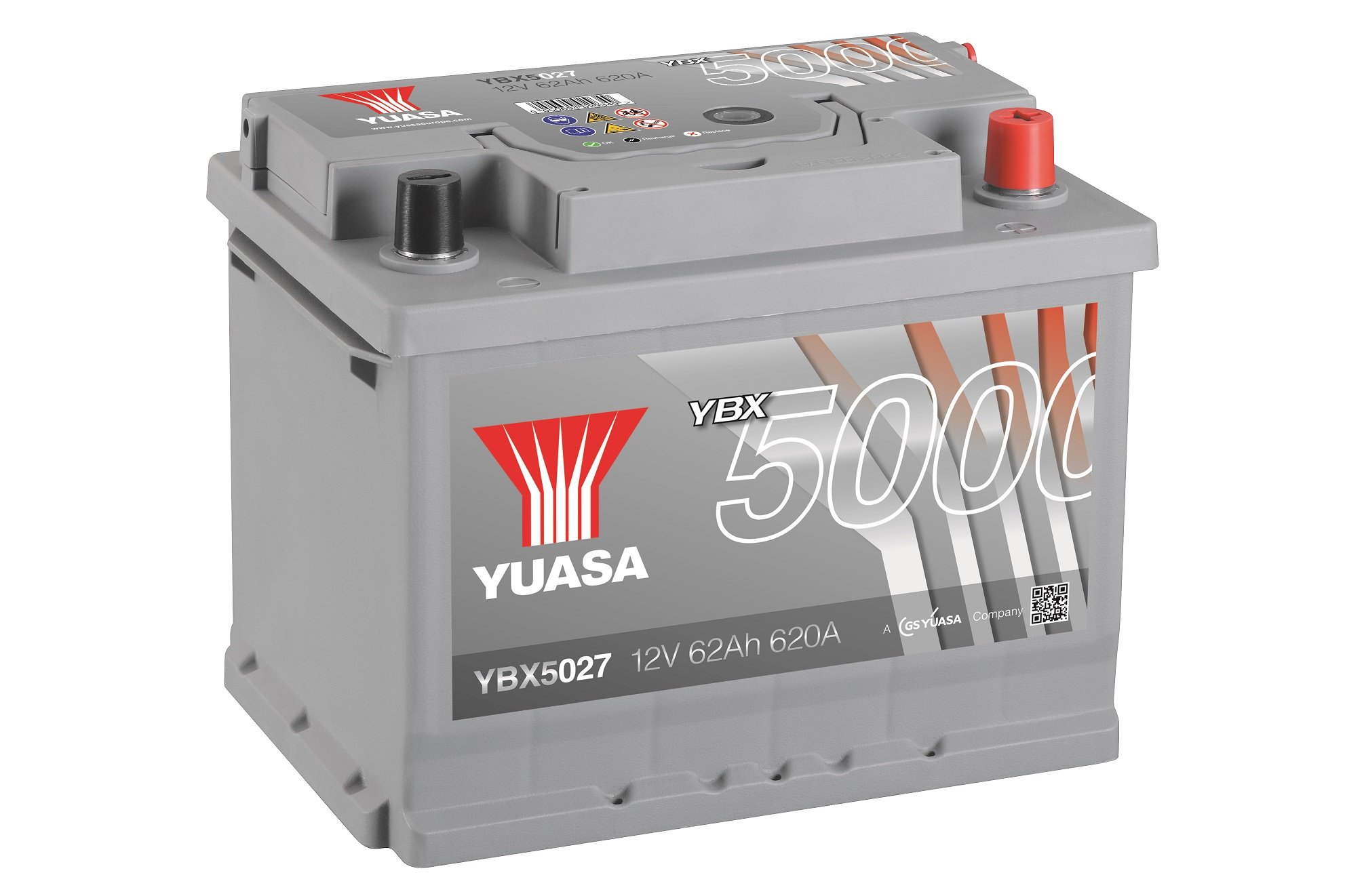 YUASA Batería 65, Ah 640, A/EN YBX5027 L 243mm B 175mm H 190mm Compatible con VW Polo V Hatchback 6R1, 6C1 Golf 7 Hatchback 5G1, BQ1, BE1, BE2, PEUGEOT 208 I Hatchback CA, CC 2008 I A94, CU, SKODA