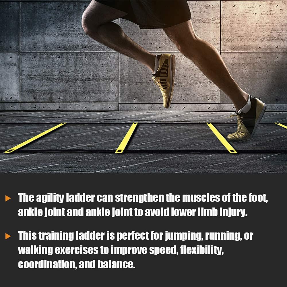 Speed and Agility Ladder Training Equipment Set, Includes 12 Rung 20ft Adjustable Agility Ladder, Disc Cones, Steel Stakes, Resistance Parachute, Basketball Football Training Equipment, Carrying Bag : Sports & Outdoors