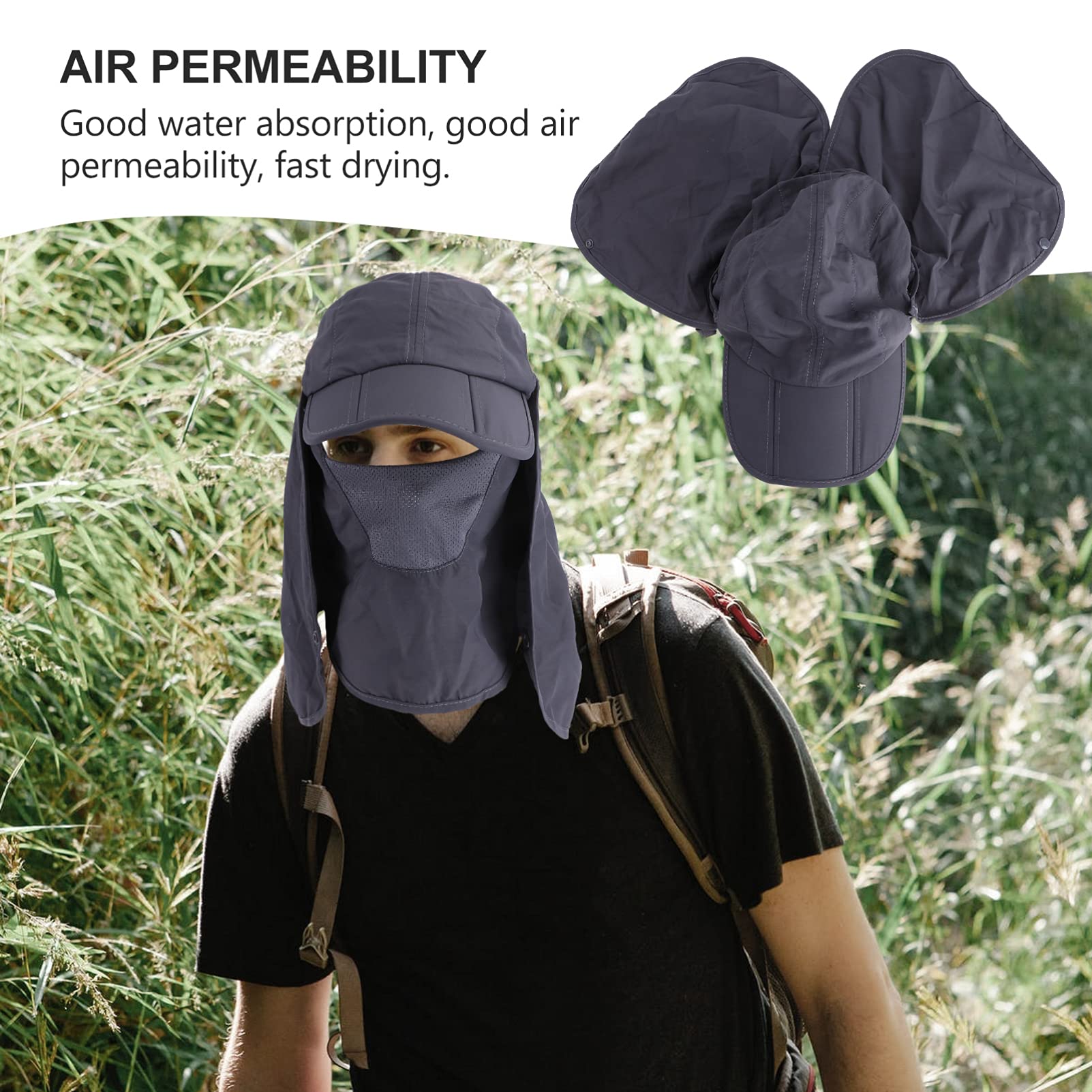 SOIMISS 3st Gesichtsschutzmaske Zum Angeln Sonnenärmel Strand Sonnenhut Mit Fächer Sonnenschutzhut Sonnenhüte Sonnenhut Mit Solarventilator Visier Sportliche Sonnenblende Kappe Dark Grey