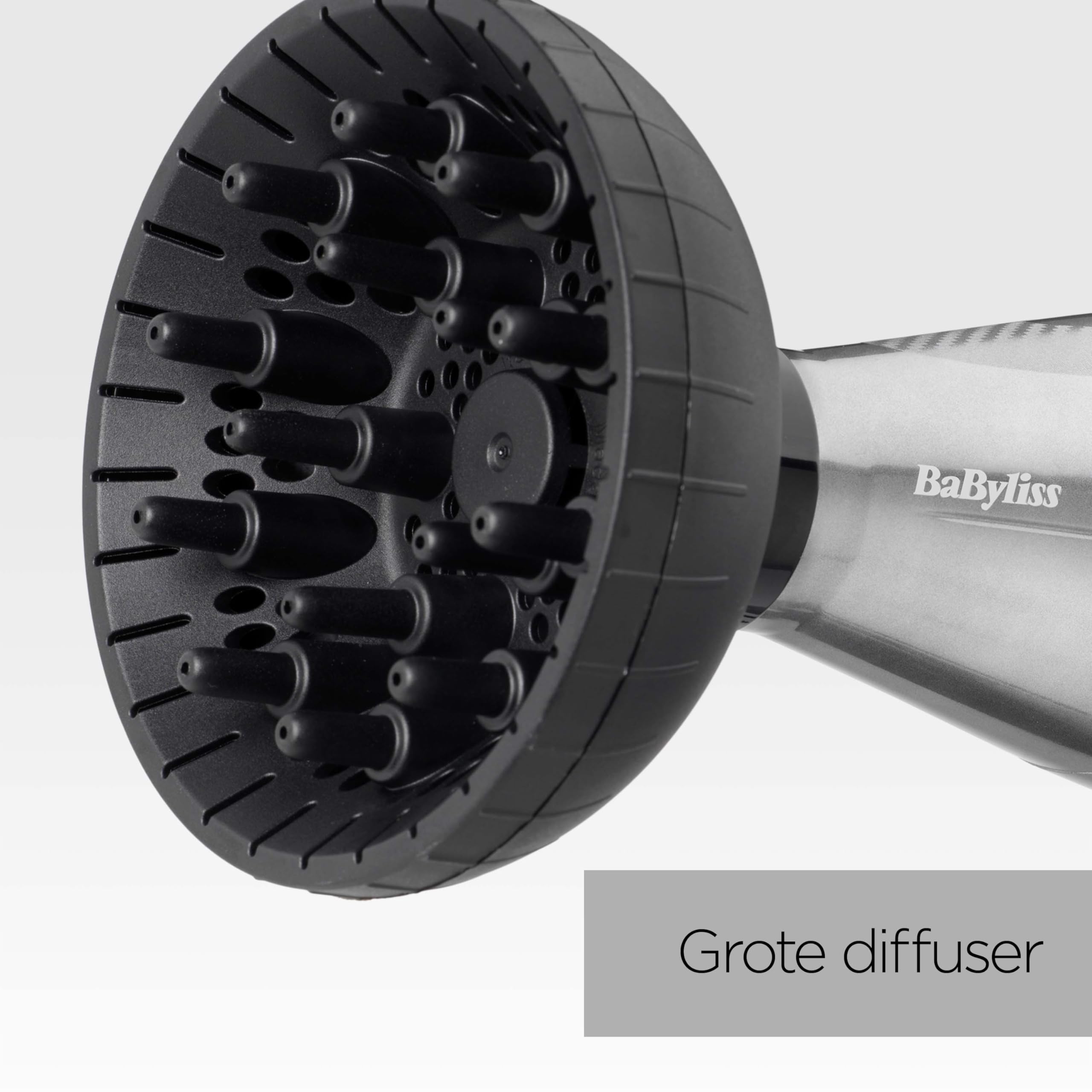 Suszarka do włosów BaByliss Pro Digital z dyfuzorem - 2200 W Ultra-szybka profesjonalna suszarka z jonizacją, wyprodukowana we Włoszech, 3 ustawienia temperatury i 2 prędkości, srebrna, 6000E