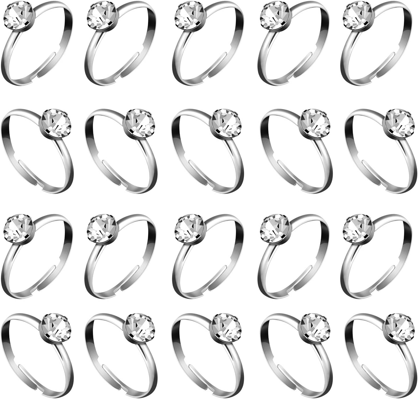 36 Pack Plastic Diamond Rings for Bridal Shower Game, Bulk